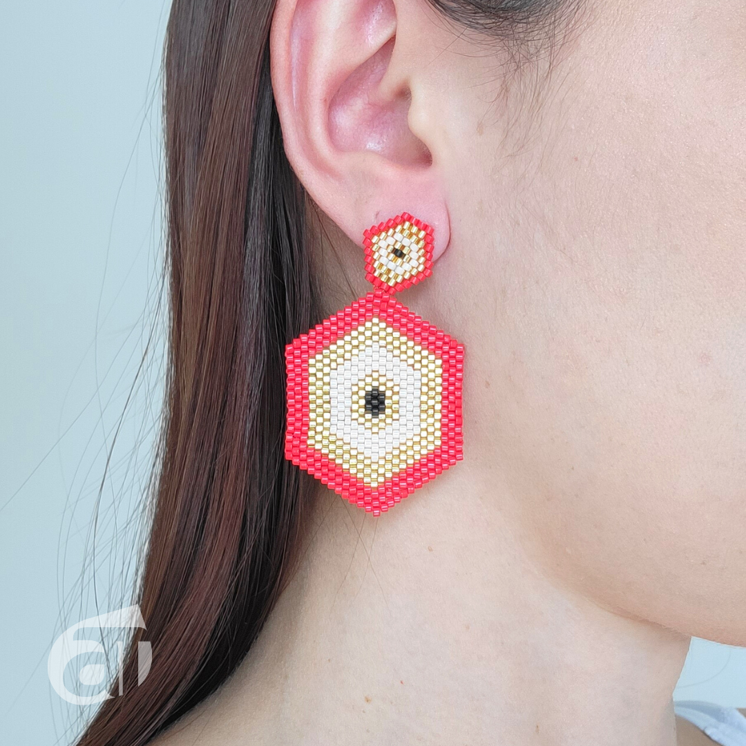 Handwoven Seedbead Earrings / Double Hexagon Miyuki Earrings/Beaded Earring/Drop Earring/Bohemian Ear Jewelry / Delica Bead Jewelry/Handmade, miyuki, miyuki earrings, miyuki handmade, miyuki jewelry, handmade earrings, handmade jewelry